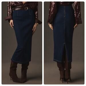 Anthropologie Pilcro Ultra Slim Denim Midi Skirt